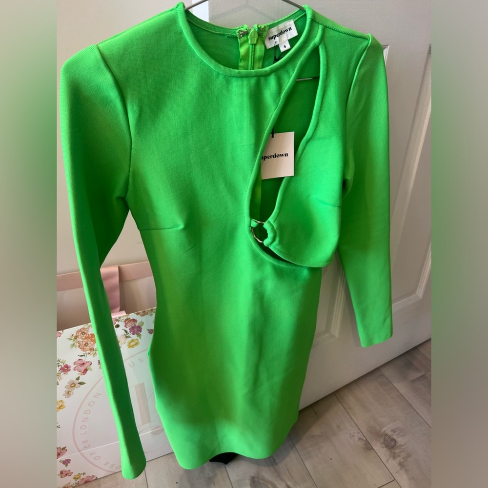Superdown bright green mini dress